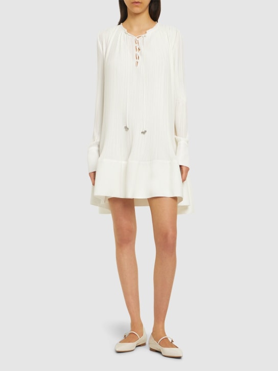 Lanvin: Robe courte évasée en viscose à plis - Blanc - women_1 | Luisa Via Roma