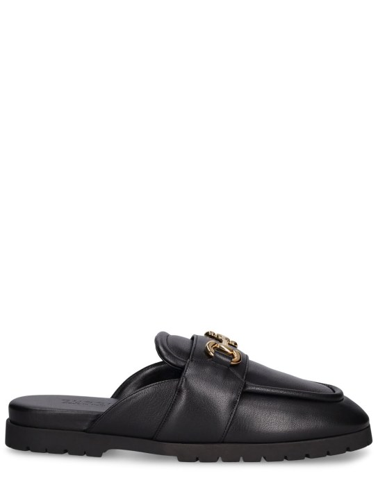 Gucci: Zapatos mules de piel - Negro - men_0 | Luisa Via Roma