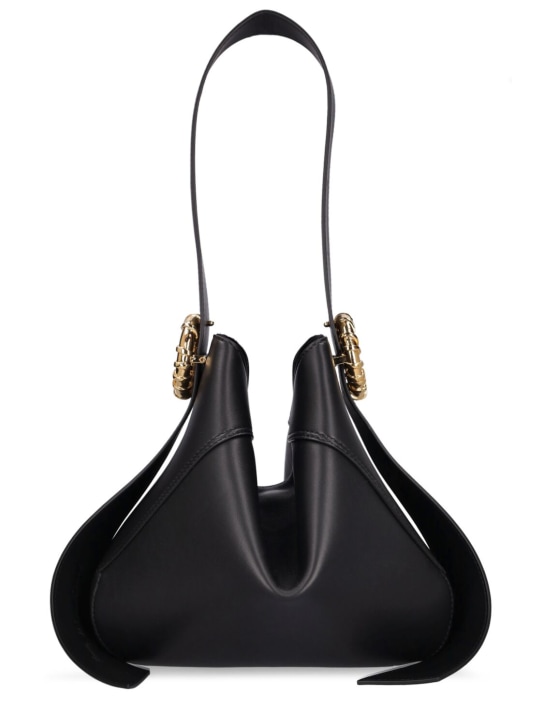 Lanvin: Melodie leather hobo bag - Black - women_0 | Luisa Via Roma