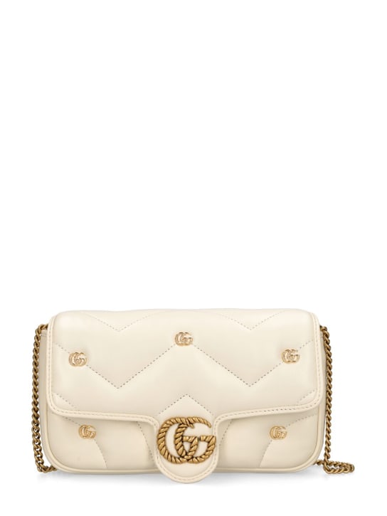 Gucci: Mini Schultertasche aus Leder "GG Marmont 2.0" - Antique White - women_0 | Luisa Via Roma