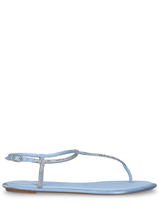 René Caovilla: 10mm Embellished satin thong sandals - Light Blue - women_0 | Luisa Via Roma
