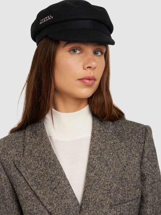 Isabel Marant: Evie wool blend beret - Dark Midnight - women_1 | Luisa Via Roma