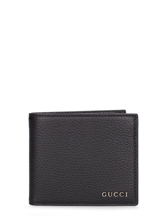 Gucci: Script leather wallet - Black - men_0 | Luisa Via Roma