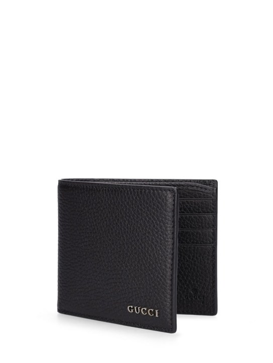 Gucci: Script leather wallet - Black - men_1 | Luisa Via Roma