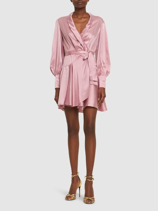 Zimmermann: Silk mini wrap dress - Pink - women_1 | Luisa Via Roma