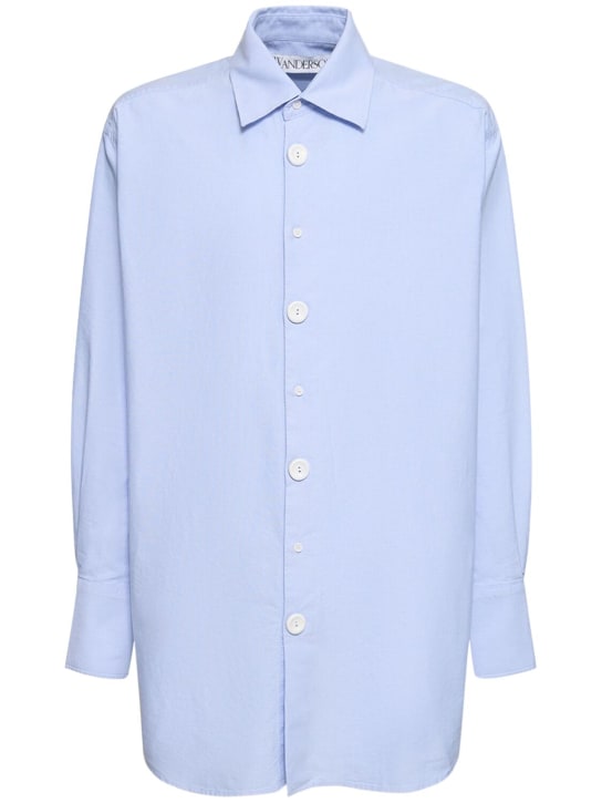 JW Anderson: Oversize cotton shirt - Light Blue - men_0 | Luisa Via Roma