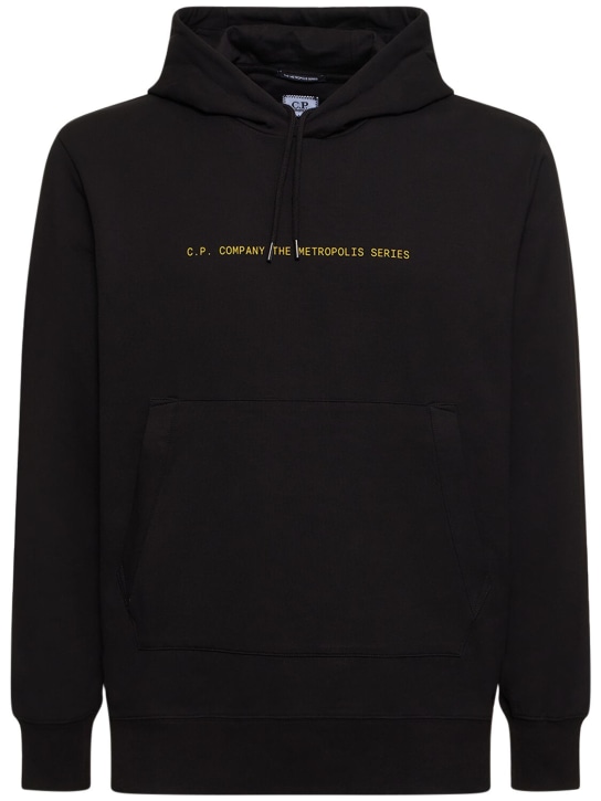 C.P. Company: Metropolis Series stretch fleece hoodie - Black - men_0 | Luisa Via Roma