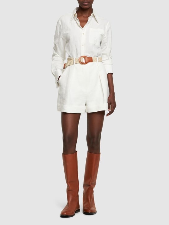 Zimmermann: August cuffed cotton shorts - Ivory - women_1 | Luisa Via Roma