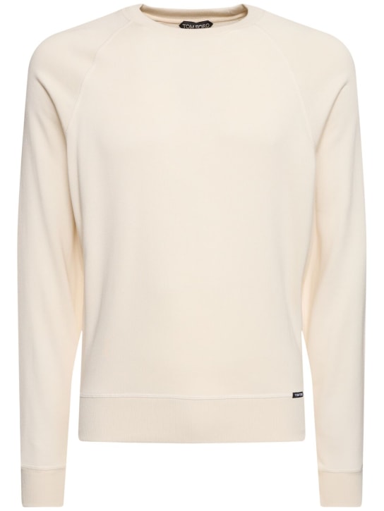 Tom Ford: Sweatshirt aus Viskosemischung - Elfenbein - men_0 | Luisa Via Roma