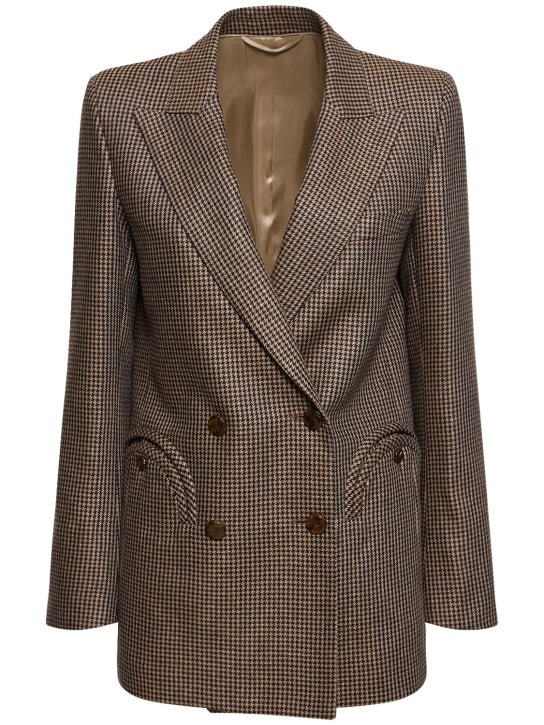 Blazé Milano: Ambra silk long blazer - Brown - women_0 | Luisa Via Roma