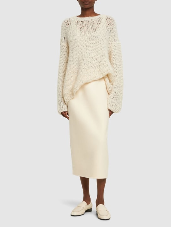 The Row: Bartellette brushed cashmere midi skirt - Ivory - women_1 | Luisa Via Roma