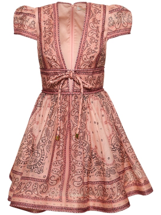 Zimmermann: Matchmaker structured linen mini dress - Pink Bandana - women_0 | Luisa Via Roma