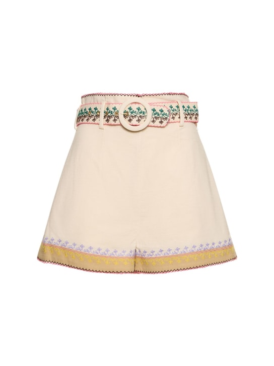 Zimmermann: Shorts August in cotone con ricami - Multicolore - women_0 | Luisa Via Roma