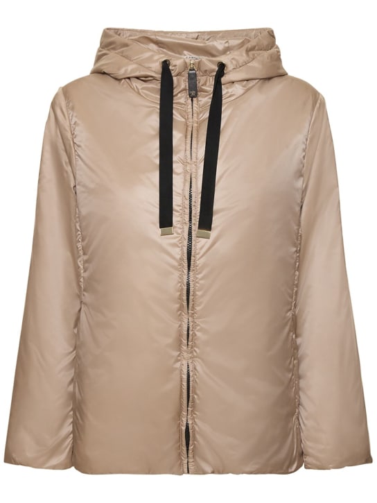 Max Mara: Greenh padded tech puffer jacket w/ hood - Dark Beige - women_0 | Luisa Via Roma