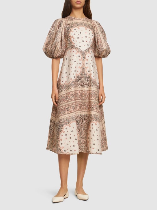 Zimmermann: Day printed linen midi dress - Multicolor - women_1 | Luisa Via Roma