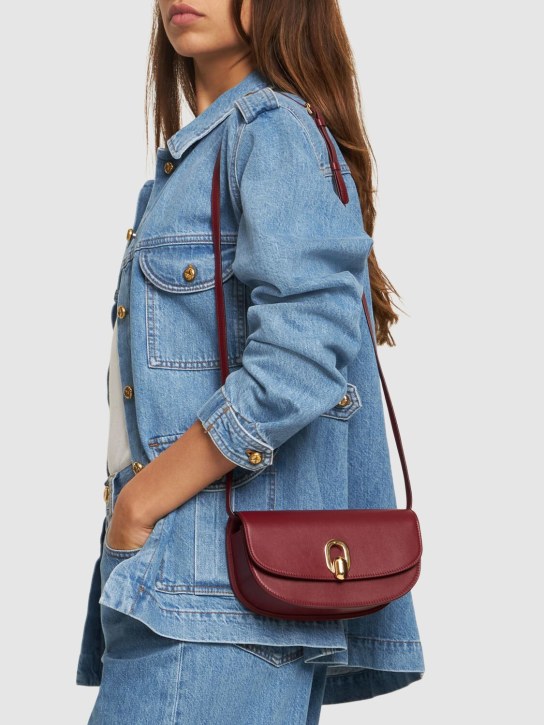 Savette: The Tondo Crescent leather shoulder bag - Bordeaux - women_1 | Luisa Via Roma