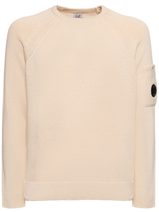 C.P. Company: Compact cotton knit sweater - Pistachio Shell - men_0 | Luisa Via Roma
