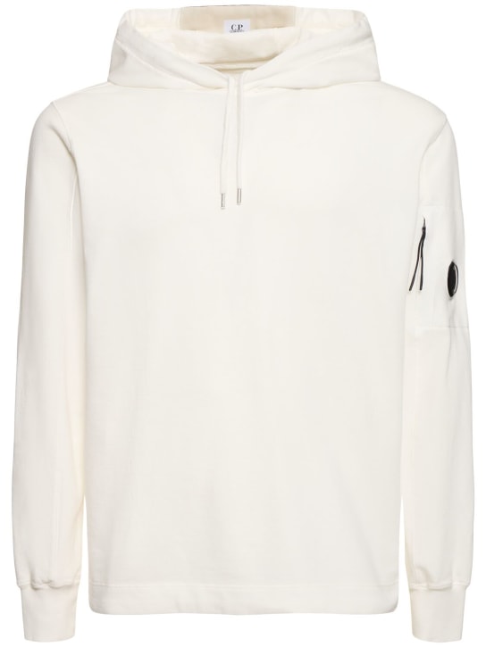 C.P. Company: Light cotton fleece hoodie - Gauze White - men_0 | Luisa Via Roma