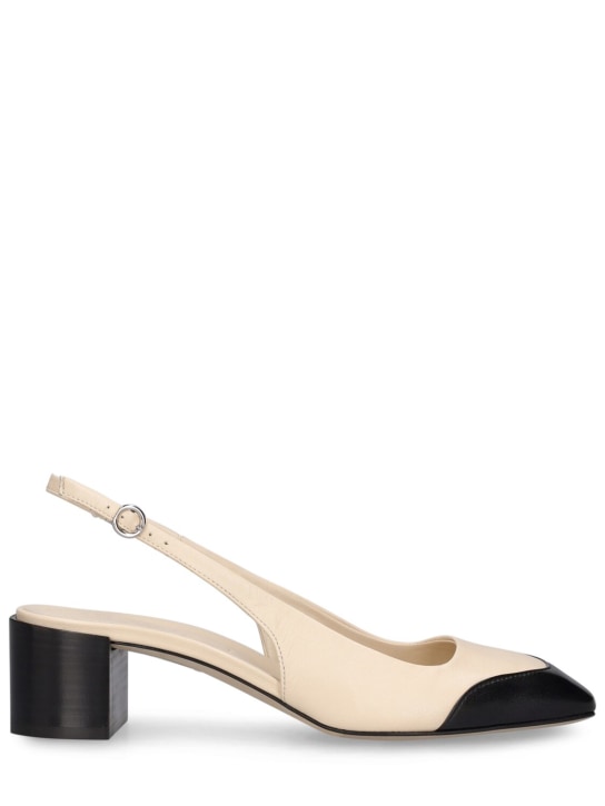 Aeyde: 45mm Augusta nappa leather heels - Creamy/Black - women_0 | Luisa Via Roma