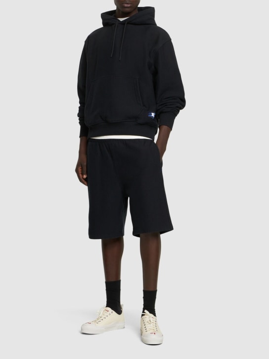 Burberry: Shorts deportivos de jersey de algodón - Negro - men_1 | Luisa Via Roma