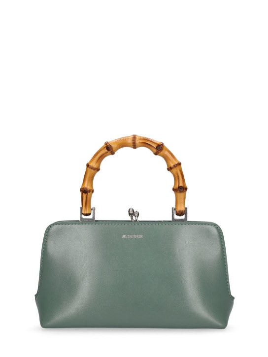 Jil Sander: Mini Goji Bamboo leather top handle bag - Seaweed - women_0 | Luisa Via Roma