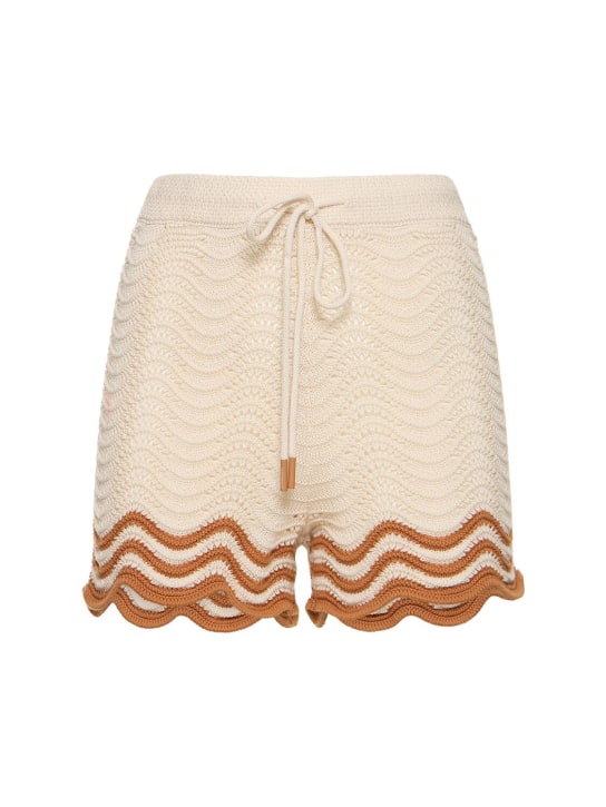 Zimmermann: Shorts de punto de algodón texturizado - Beige - women_0 | Luisa Via Roma