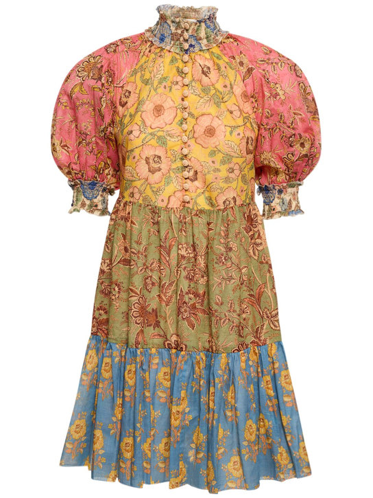 Zimmermann: Junie Lantern cotton mini dress - Multicolor - women_0 | Luisa Via Roma