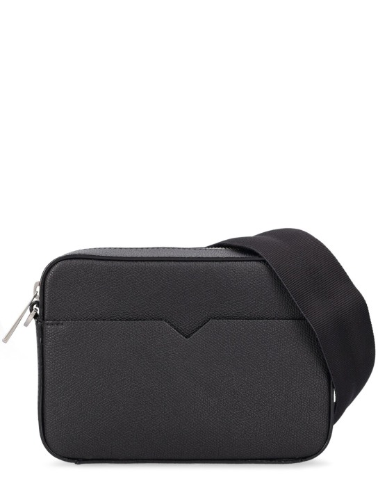 Valextra: Small leather camera bag - Black - men_0 | Luisa Via Roma