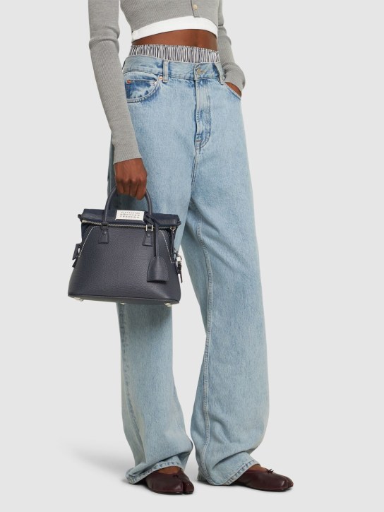 Maison Margiela: 5AC Mini grained leather top handle bag - Pewter - women_1 | Luisa Via Roma