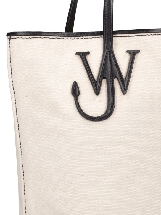 JW Anderson: Anchor logo cotton canvas tote bag - Beige/Black - men_1 | Luisa Via Roma