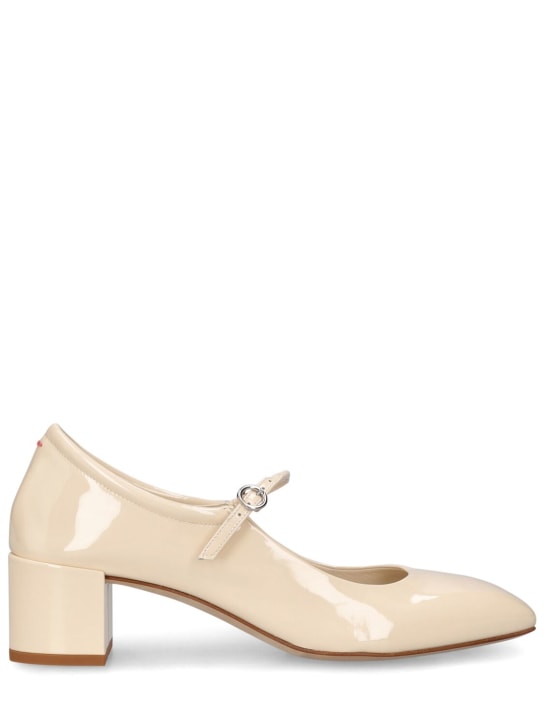 Aeyde: 45mm Aline patent leather heels - Cream - women_0 | Luisa Via Roma