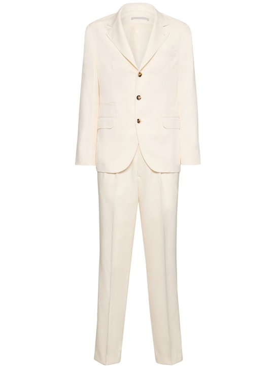 Brunello Cucinelli: Silk single breasted suit - Off White - men_0 | Luisa Via Roma