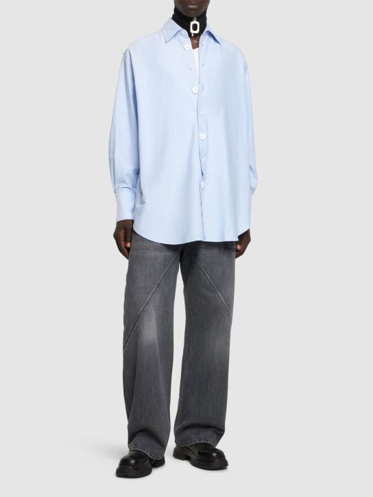 JW Anderson: Oversize cotton shirt - Light Blue - men_1 | Luisa Via Roma