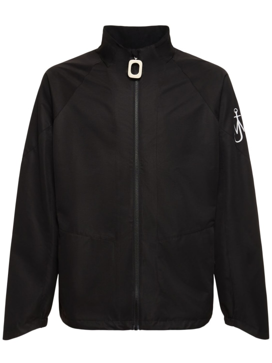 JW Anderson: Logo zip-up track jacket - Black - men_0 | Luisa Via Roma