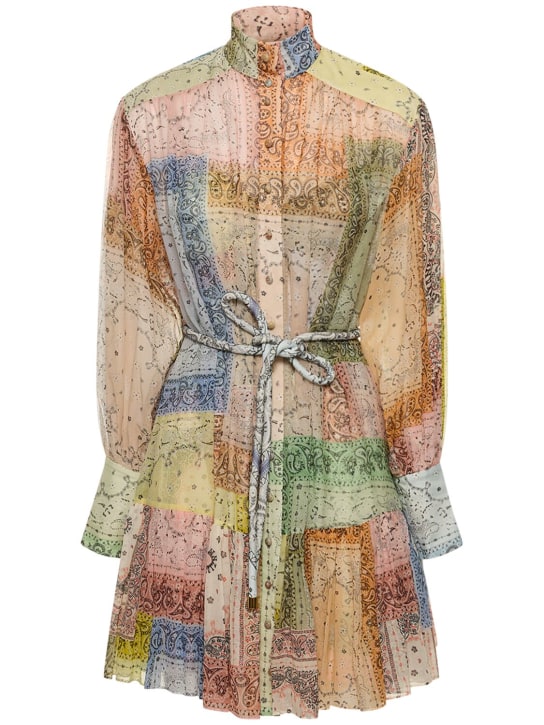 Zimmermann: Vestido corto de algodón estampado - Multicolor - women_0 | Luisa Via Roma