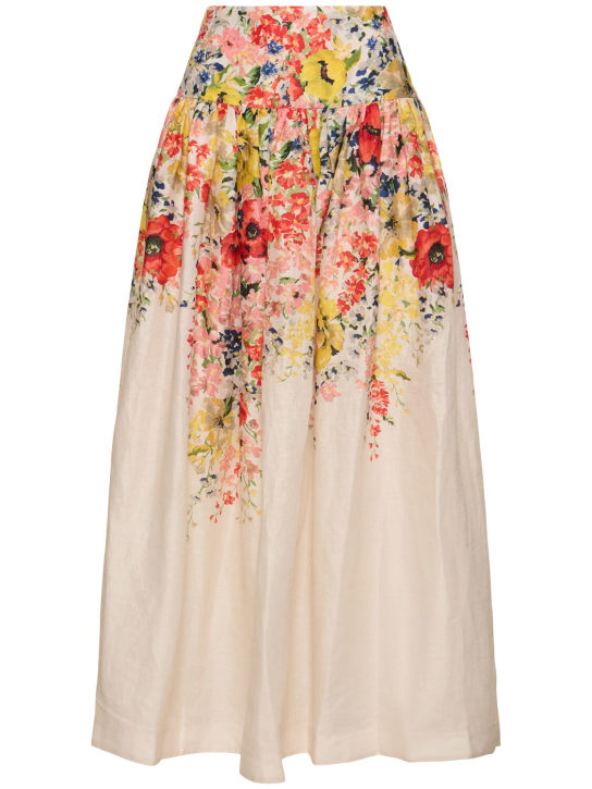 Zimmermann: Alight Basque linen midi skirt - Multicolor - women_0 | Luisa Via Roma