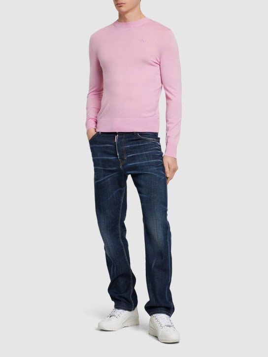 Dsquared2: Monogram wool crewneck sweater - Pink - men_1 | Luisa Via Roma
