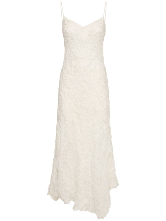 Ermanno Scervino: Ramie embroidered long dress - White - women_0 | Luisa Via Roma