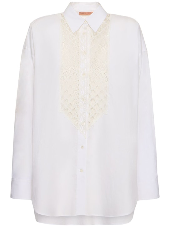 Ermanno Scervino: Camisa de algodón bordada - Blanco - women_0 | Luisa Via Roma
