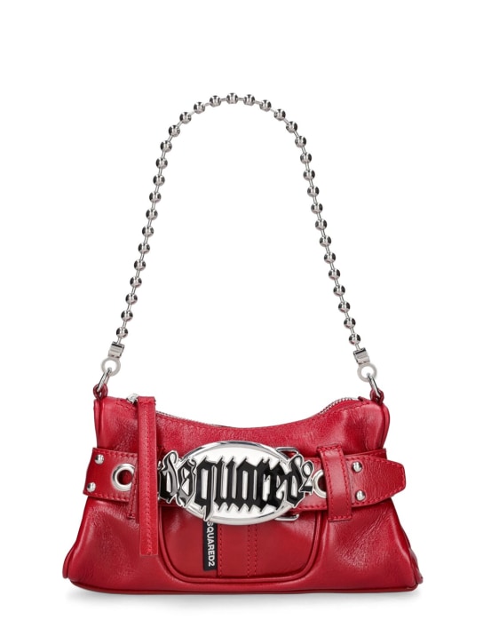 Dsquared2: Gothic logo belted leather clutch - Amaranth - women_0 | Luisa Via Roma