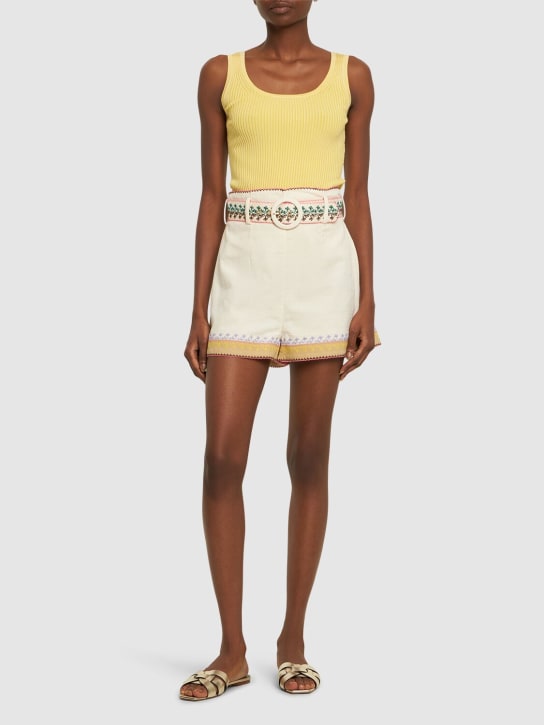 Zimmermann: August embroidered cotton shorts - Multicolor - women_1 | Luisa Via Roma
