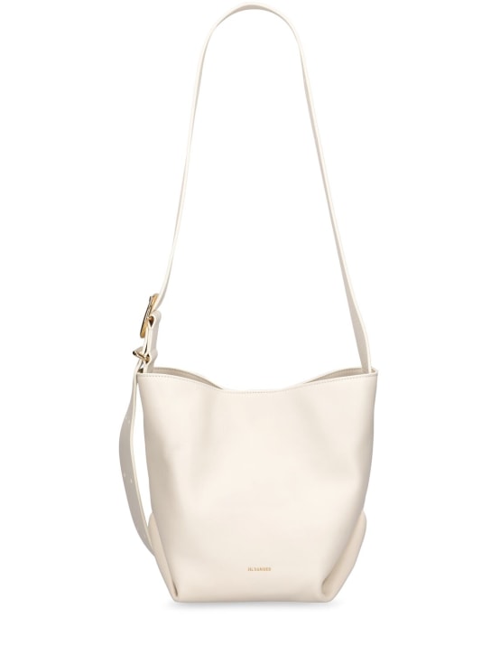 Jil Sander: Small Folded leather tote bag - Eggshell - women_0 | Luisa Via Roma