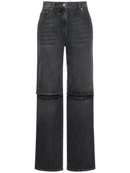 JW Anderson: Bootcut-Jeans aus Denim mit ausgeschnittenem Knie - Grau - women_0 | Luisa Via Roma