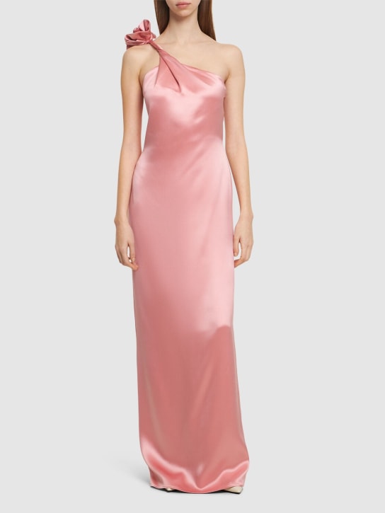 Magda Butrym: Silk satin one shoulder long dress - Pink - women_1 | Luisa Via Roma