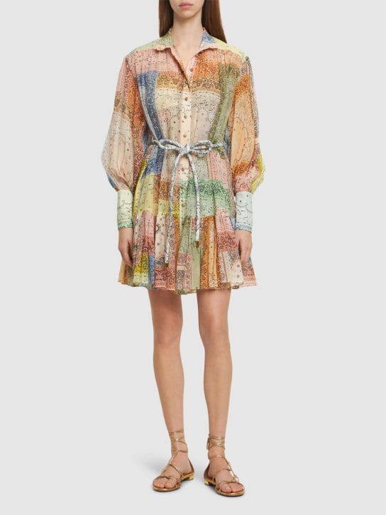 Zimmermann: Vestido corto de algodón estampado - Multicolor - women_1 | Luisa Via Roma