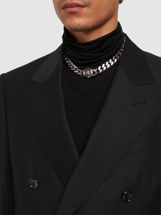 Versace: Metal logo necklace - men_1 | Luisa Via Roma