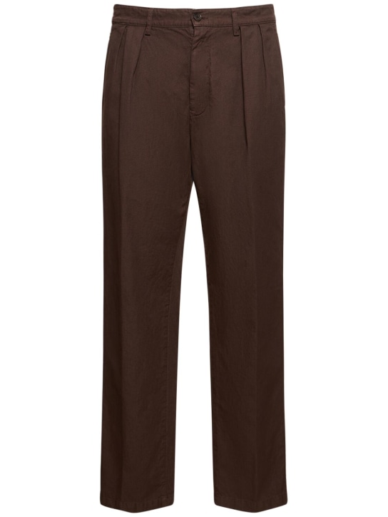 ASPESI: Cotton & linen pants - Brown - men_0 | Luisa Via Roma
