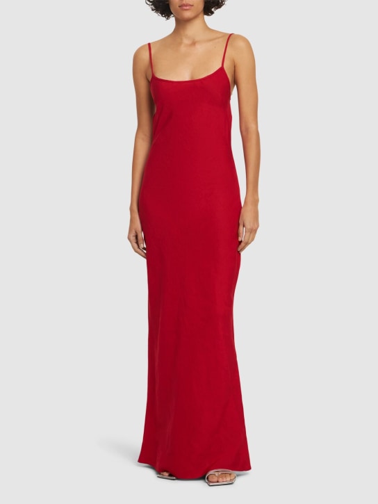 POSSE: Frances viscose & linen long dress - Red - women_1 | Luisa Via Roma