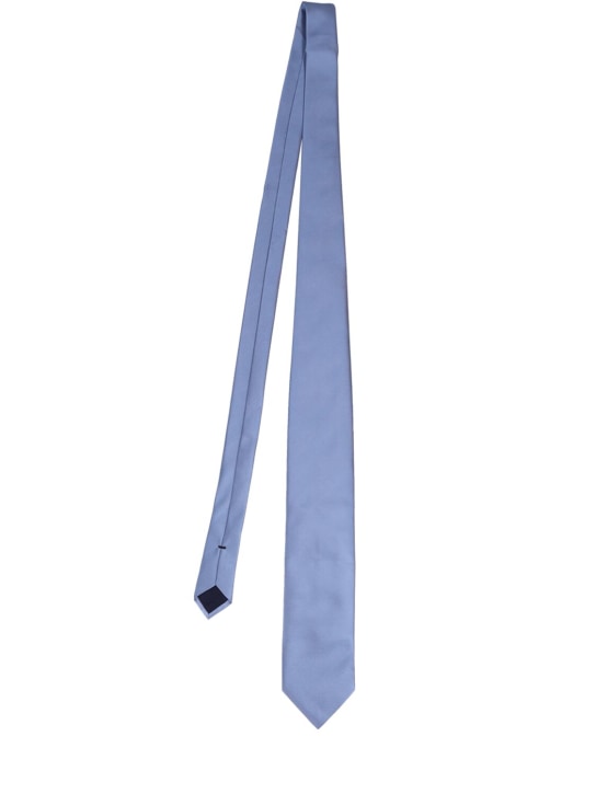 Tom Ford: Cravatta Solid in twill di seta 8cm - Avian Blue - men_0 | Luisa Via Roma