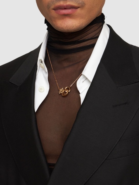 Versace: 메탈 목걸이 로고 챰 - 골드 - men_1 | Luisa Via Roma